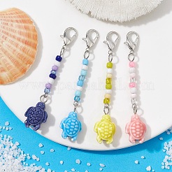 4 pezzo di decorazioni pendenti in porcellana fatte a mano in 4 colori a tema oceano&nbsp;HJEW-JM01697