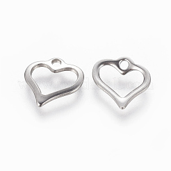 Ciondoli a forma di cuore aperto in acciaio inossidabile 201 resistenti all'ossidazione&nbsp;STAS-L233-022P
