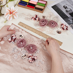 Blumen-Polyester mit Harzstickerei-Ornament-Zubehör&nbsp;DIY-WH0671-052