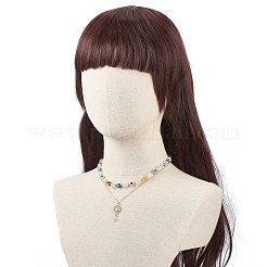 2 stücke 2 stil natürliche quarz kristall chips & harz bösen blick perlenketten set&nbsp;NJEW-JN04027
