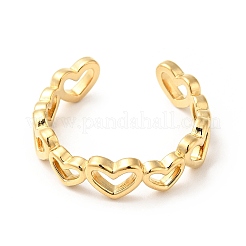 Anillo de puño abierto con forma de corazón de acero inoxidable 304 con recubrimiento al vacío de PVD&nbsp;RJEW-C040-01G