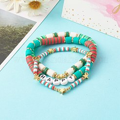 Ensembles de bracelets extensibles en perles d'argile polymère faites à la main&nbsp;BJEW-JB06353