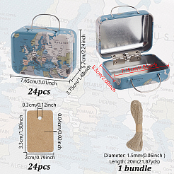 24 Stück Geschenk-Aufbewahrungsboxen aus Weißblech mit Kartenaufdruck und Griffen&nbsp;CON-GA0001-31