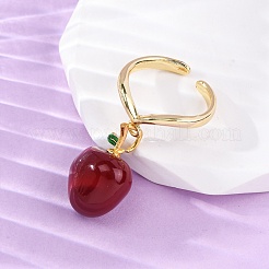 Offene Manschettenringe aus Messing und Emaille für Damen&nbsp;RJEW-U057-20G