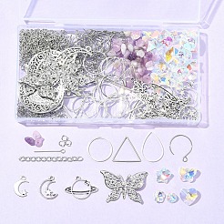 DIY-Sets zur Herstellung von Ohrringen aus natürlichem Lepidolith/violettem Glimmerstein und Edelstahl&nbsp;DIY-FS0008-13