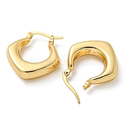 Orecchini a cerchio da donna in ottone con rombi grossi placcati a cremagliera&nbsp;EJEW-Z048-14G