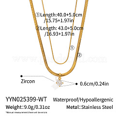 Colliers à pendentif rond plat en acier inoxydable 304 serti de zirconiums cubiques&nbsp;VV1758-2