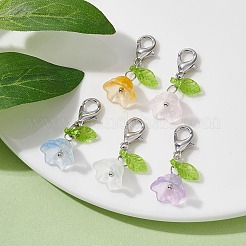 5 pezzo di decorazioni pendenti in acrilico con fiori e foglie&nbsp;HJEW-JM01365-01