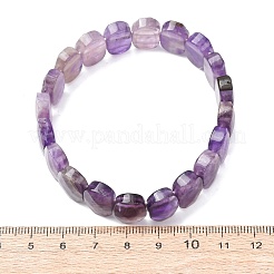 Braccialetti elastici con perline sfaccettate in ametista naturale per donna&nbsp;BJEW-K251-07F