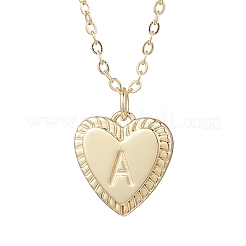 Colliers à chaîne en laiton avec pendentif en forme de cœur et de lettre&nbsp;NJEW-JN05377-01