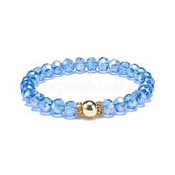 Set di braccialetti elasticizzati con perline di vetro e strass in stile 4 pz 4 per donna&nbsp;BJEW-JB08803