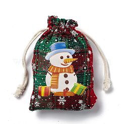 Bolsas de yute rectangulares con tema navideño con cordón de yute&nbsp;ABAG-E006-01D