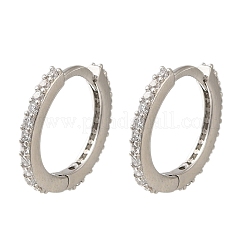 Boucles d'oreilles créoles en laiton plaqué micro pavé de zircons cubiques&nbsp;EJEW-H143-15P-01