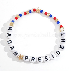 Braccialetti elastici in plastica con perline e lettere della signora presidente&nbsp;GS9049