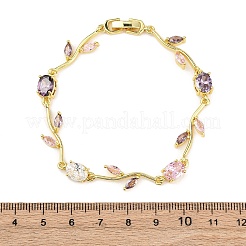 Messing-Mikropavé-Kubikzirkonia-Gliederarmbänder für Damen&nbsp;BJEW-H209-03G