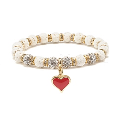 2 pz 2 colori braccialetti elastici in pietra lavica naturale con perline di strass&nbsp;BJEW-JB07723