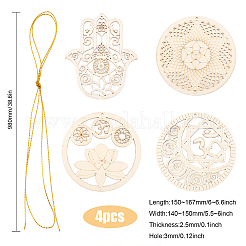 Tapis de tasse de symbole d'énergie de méditation bohème en bois&nbsp;DJEW-WH0034-65B