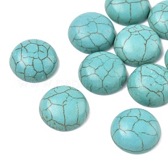 Handwerk Zubehör gefärbt synthetischen Türkis Edelstein Cabochons flache Rückseite Kuppel&nbsp;TURQ-S266-14mm-01