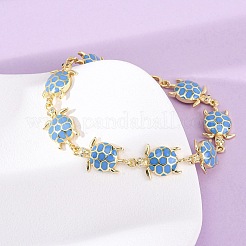 Messing-Gliederarmbänder mit Mikropflaster und klaren Zirkonia für Damen&nbsp;BJEW-H209-04G