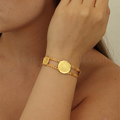 Bracelets à maillons ronds plats en laiton de style européen vintage pour femmes.&nbsp;ZS6290