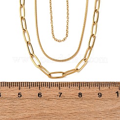304 Edelstahl Büroklammer Kette 3 Schicht Halsketten&nbsp;NJEW-T016-18G