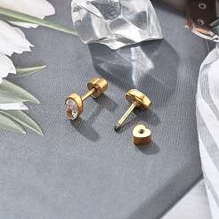 Orecchini a bottone con strass in acciaio inossidabile 304 per donna&nbsp;EJEW-M068-03G-01