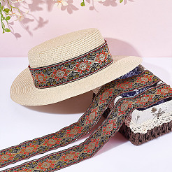 Ruban de fleurs jacquard en polyester de style national pour accessoires de vêtements&nbsp;OCOR-WH0097-39A