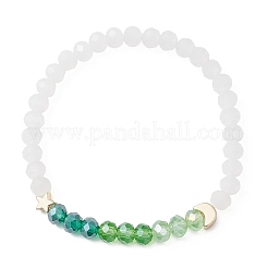 2 Stück dehnbares Armband aus galvanisierten Glas- und Messingperlen für Damen&nbsp;BJEW-JB13162