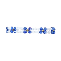 Braccialetti da donna con perline intrecciate regolabili con fiori di vetro intrecciato&nbsp;BJEW-MZ00100-04