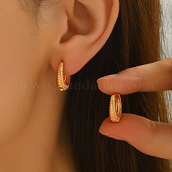 Pendientes de aro de rayas texturizadas de latón&nbsp;VF6363-1