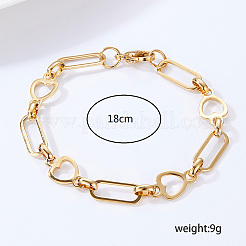 Bracelets en acier inoxydable 201 avec chaîne à trombone et chaîne à maillons en forme de cœur pour femmes&nbsp;SU4878