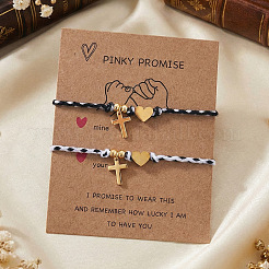 Set di 2 bracciale per coppia con cuore e croce religiosa in acciaio inossidabile 304&nbsp;PA4727-4