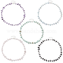 Collares de cadena de eslabones con cristales de aventurina verde natural&nbsp;NJEW-JN05140