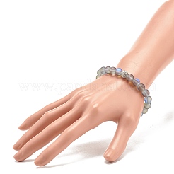 Bracelet extensible perlé rond en pierre de lune synthétique avec strass&nbsp;BJEW-JB07888-02