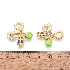 Messing Micro Pave bunte Zirkonia und Emaille europäische Anhänger&nbsp;KK-T079-80G