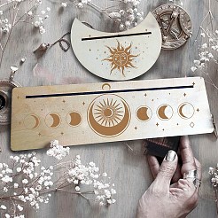2 support de cartes en bois naturel de style 2 pour tarot&nbsp;DJEW-GF0001-26