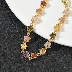 Sternförmige Messing-Pavé-Gliederkettenarmbänder mit Zirkonia-Besatz für Damen&nbsp;BJEW-P385-03G