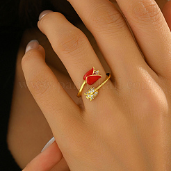 Anelli aperti regolabili in ottone con micro pavé di zirconi cubici per donna&nbsp;XI0611