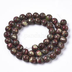 Fili di perle di diaspro sintetico regali / diaspro imperiale / sedimenti marini&nbsp;G-S366-046B