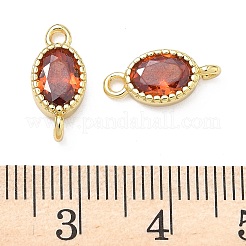Breloques connecteurs ovales en laiton pavé de zirconiums cubiques&nbsp;KK-P348-07G-06