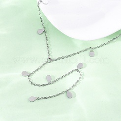 Collares con borlas en forma de lágrima de acero inoxidable 304&nbsp;NJEW-R026-24P