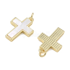 Pendentifs en laiton plaqué et coquillage blanc&nbsp;SH-CBA6629-34G