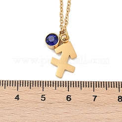 Collar con colgante de constelación de piedra de nacimiento con taladro de vidrio de acero inoxidable 304&nbsp;STAS-D305-08G-I