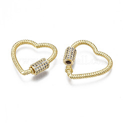 Messing Micro Pave klare Zirkonia Schraube Karabiner Schloss Charms&nbsp;ZIRC-T004-99G