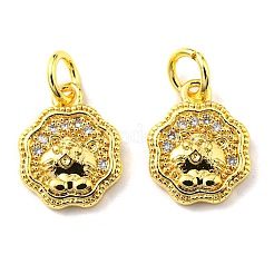 Estante de placas micro latón allanan charms de circonio cúbico&nbsp;KK-D036-15G