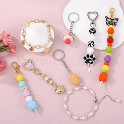 DIY-Karabinerverschlüsse aus Legierung & Biegeringe aus Messing & gespaltene Verschlüsseringe aus Eisen - Verschlüsseanhänger-Bastelsets&nbsp;DIY-SZ0010-43