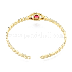 Bracelet manchette ouvert oeil de cheval zircone cubique&nbsp;BJEW-G651-04G