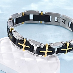 Bracciali a catena in acciaio inossidabile 304 con pantera per donna e uomo&nbsp;BJEW-R018-02GP