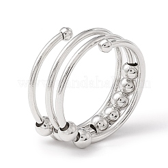 Anello per dito avvolgente a doppio strato con perline rotanti in ottone&nbsp;RJEW-H102-06P