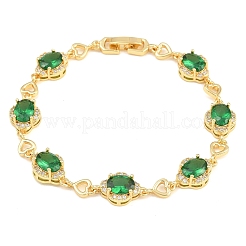 Bracelets en laiton pavé de zirconiums cubiques en forme de cœur et de fleur pour femmes&nbsp;KK-CBA68DA-13G-04
